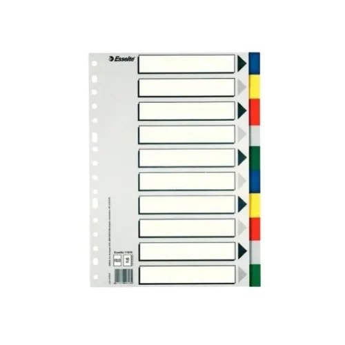 separadores 10 esselter plastico folio 5 colores